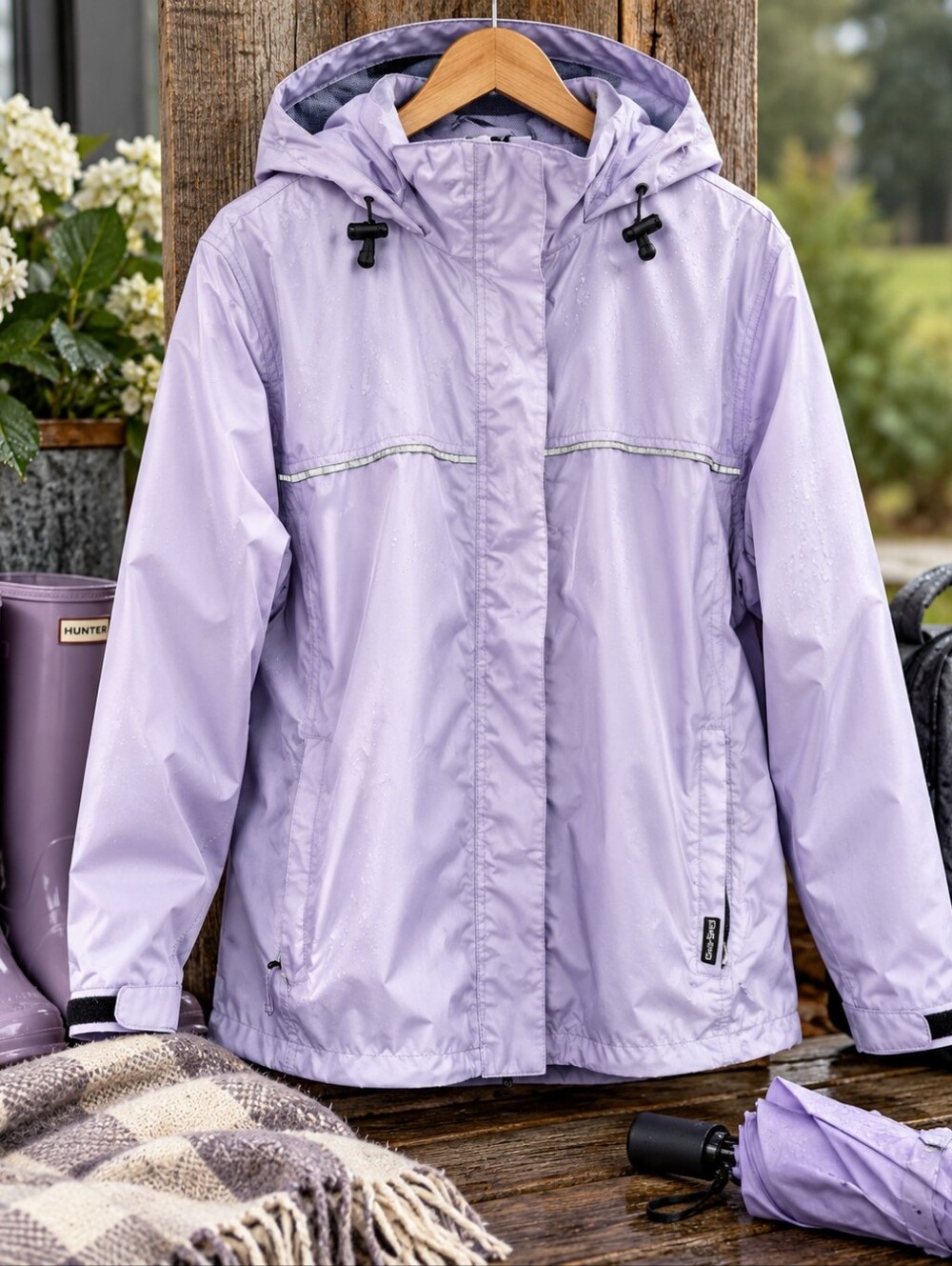Guide Series Lavender Hooded Rain Jacket Windbreaker Size XL